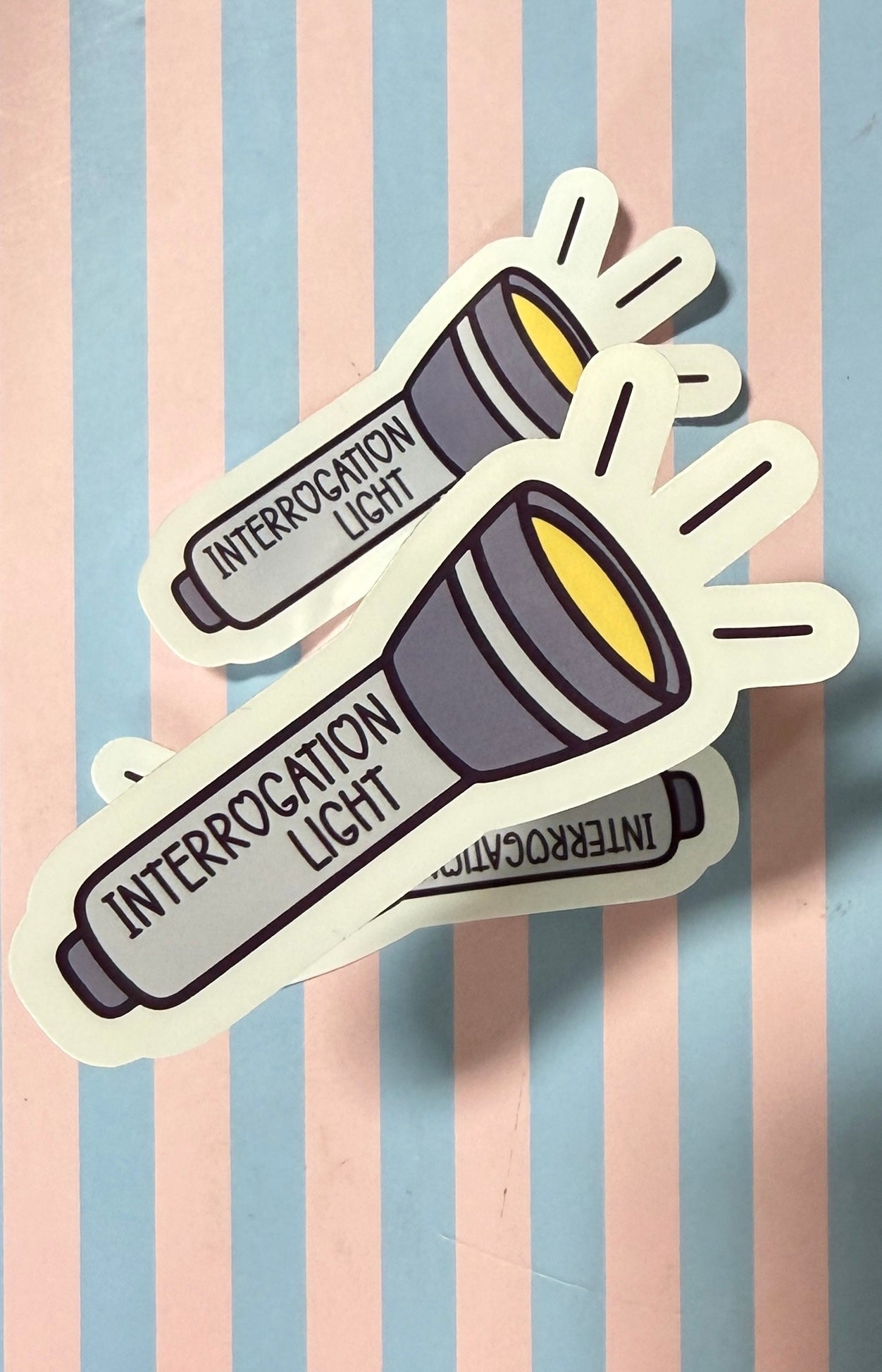 Buy durable vinyl Interrogation Light Sticker, waterproof, black and white, for laptop and notebook decoration