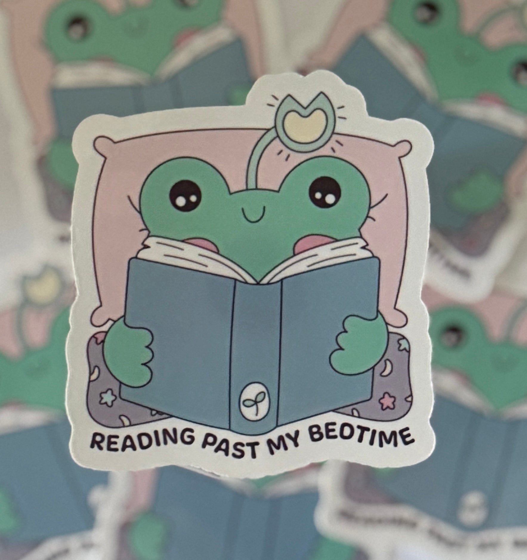 Buy Reading Past My Bedtime Sticker, waterproof vinyl, perfect for book lovers' laptops and notebooks, colorful design