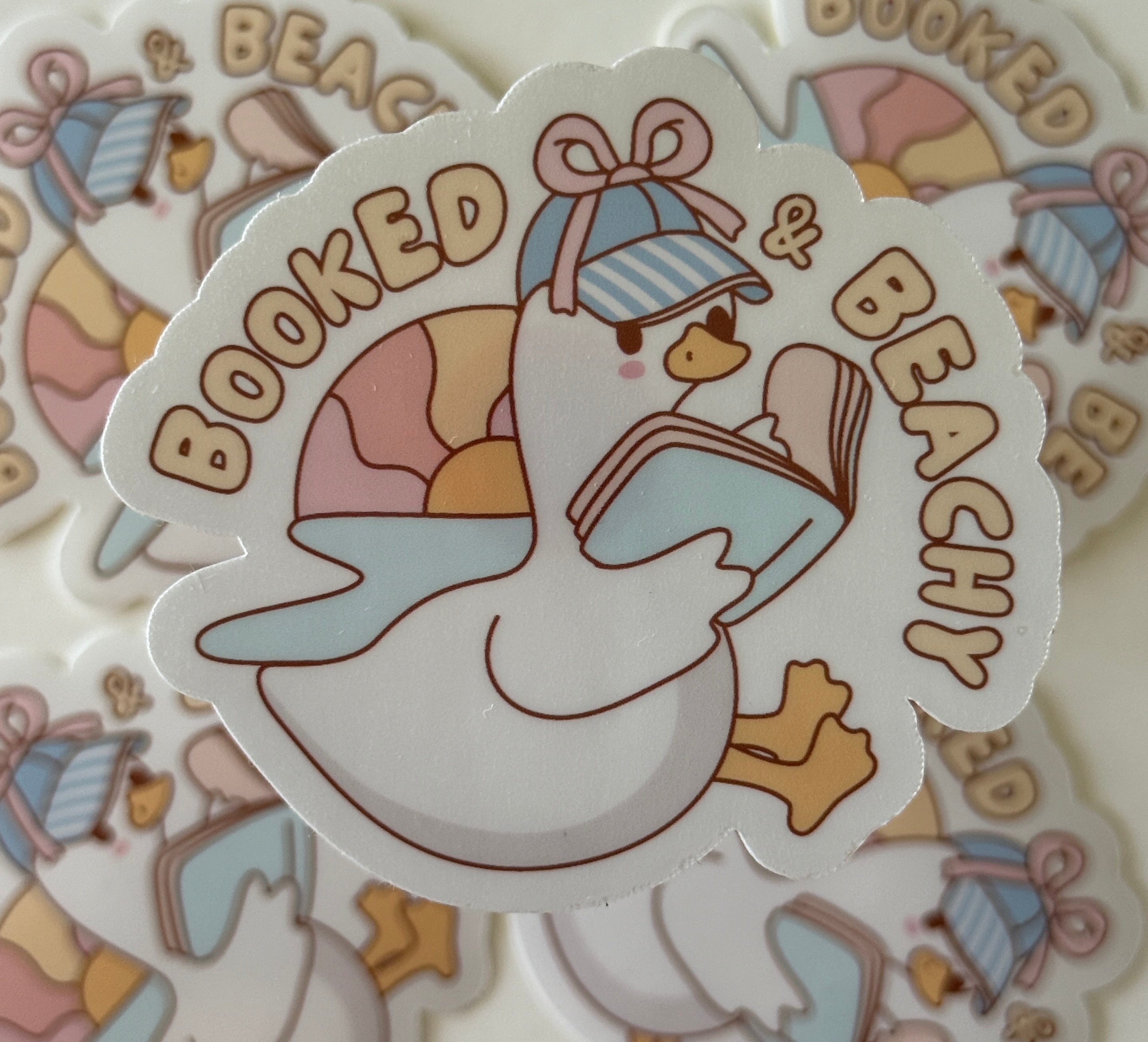 Booked & Beachy Goose Sticker