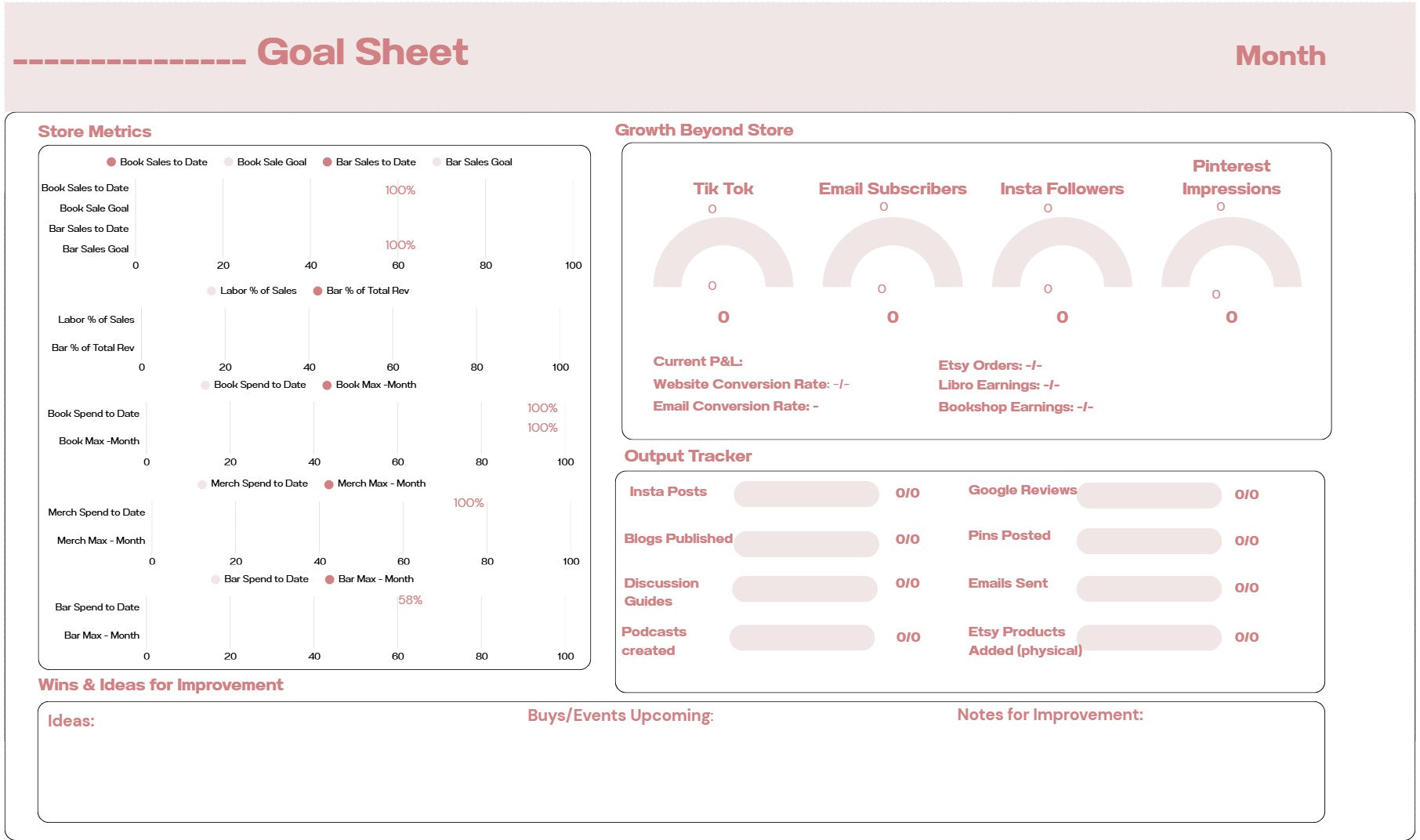 Goal Setting Dashboard -  Free Canva Template
