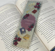 Romantasy Lover Bookmark in elegant silver with intricate heart design, perfect gift for book enthusiasts