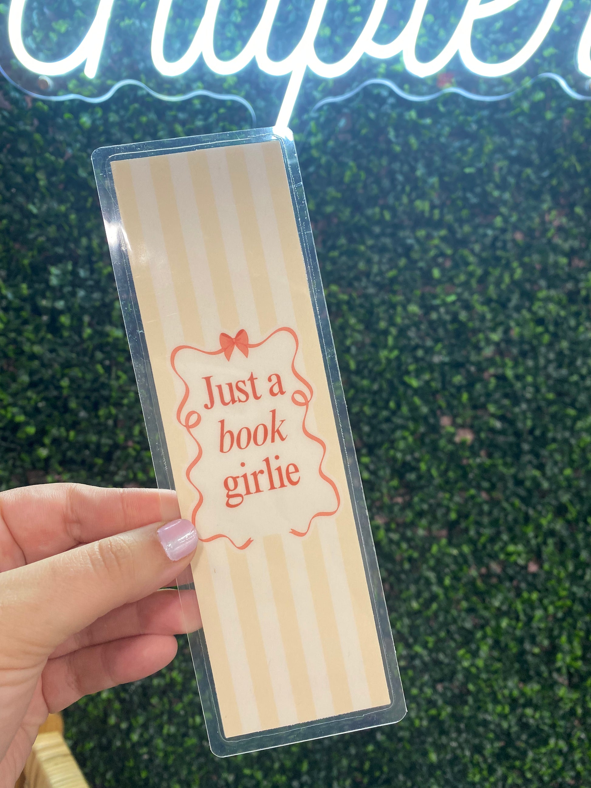 Buy handmade Just a Book Girlie Bookmark, pink floral design, durable paper, perfect for avid readers and gift giving