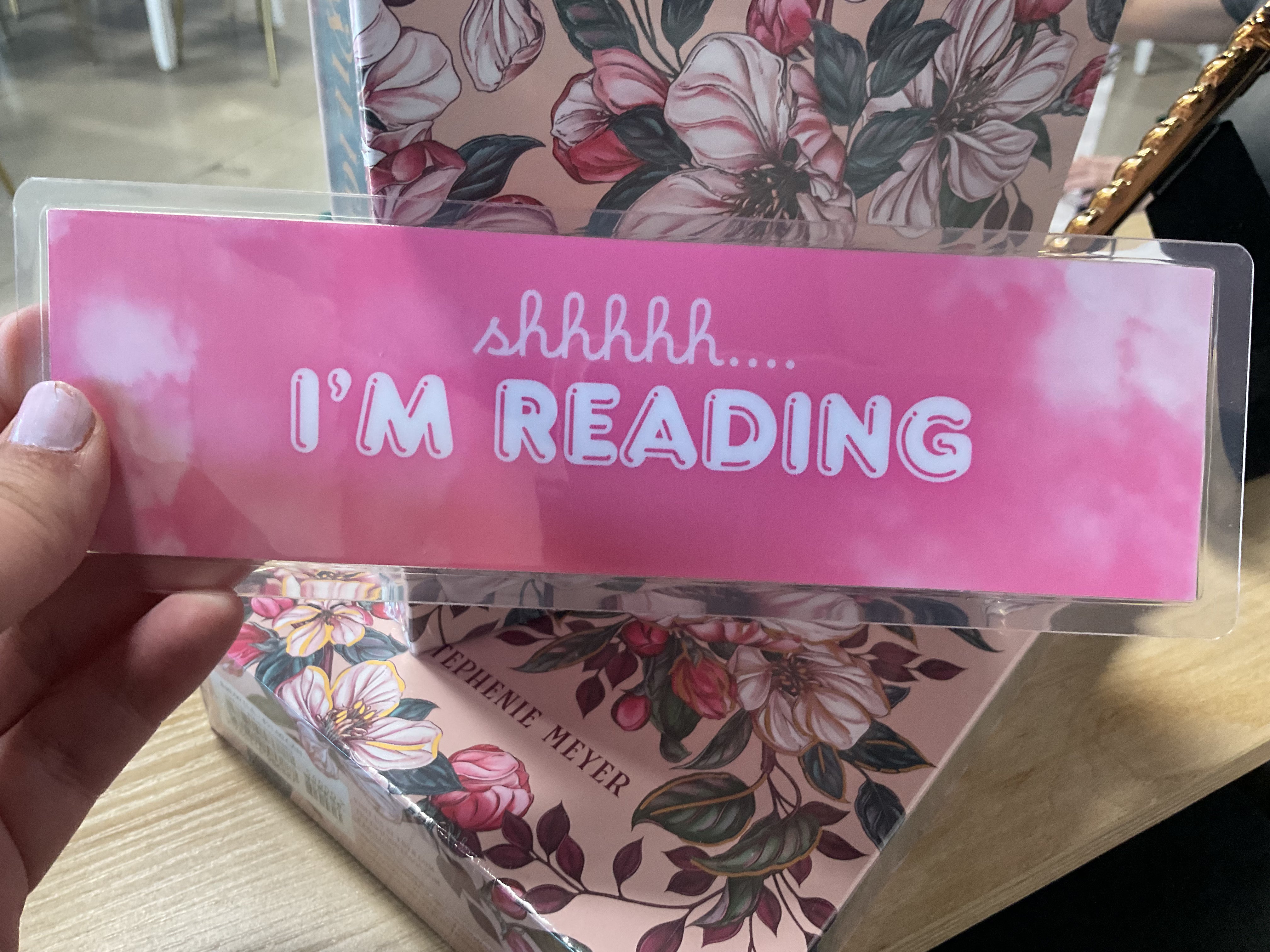 Handmade "Shh... I'm Reading Bookmark" in vibrant blue, durable leather, perfect gift for book lovers