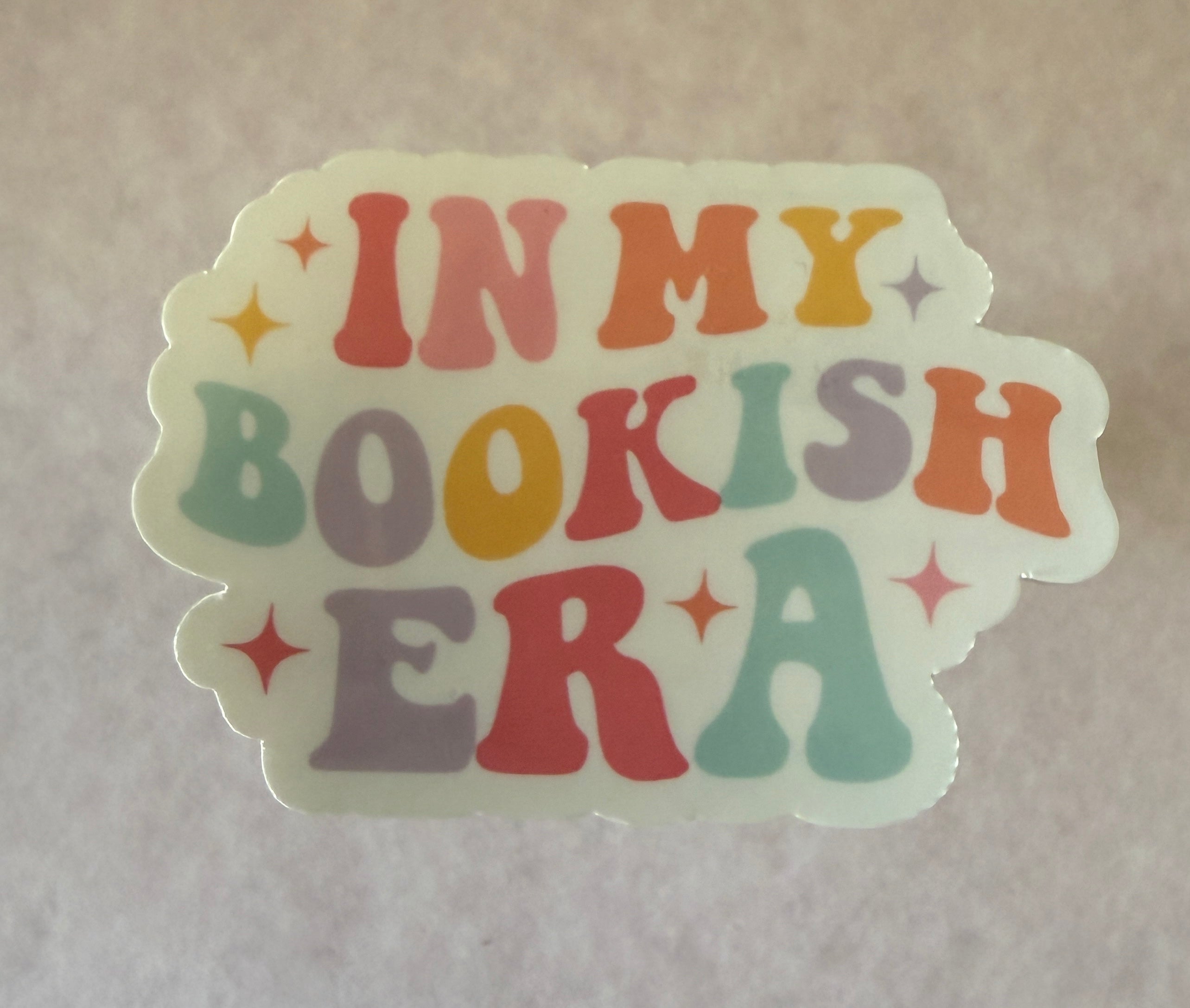 Buy literary-themed In my bookish era sticker, vibrant colors, waterproof vinyl for laptops and notebooks