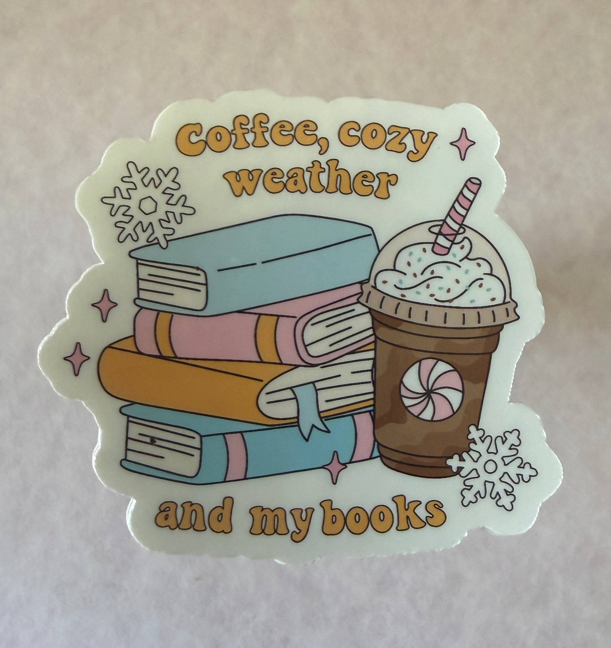 Buy waterproof Coffee, Cozy Weather Sticker, perfect for laptops and mugs, featuring warm autumn colors