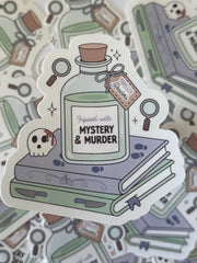Buy unique Murder & Mystery Sticker, waterproof vinyl, perfect for laptop & notebook decoration, featuring intriguing noir...