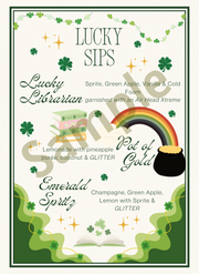 Lucky Sips | St. Patrick's Drink | Digital Download Menu - Paper & Vine Book Bar