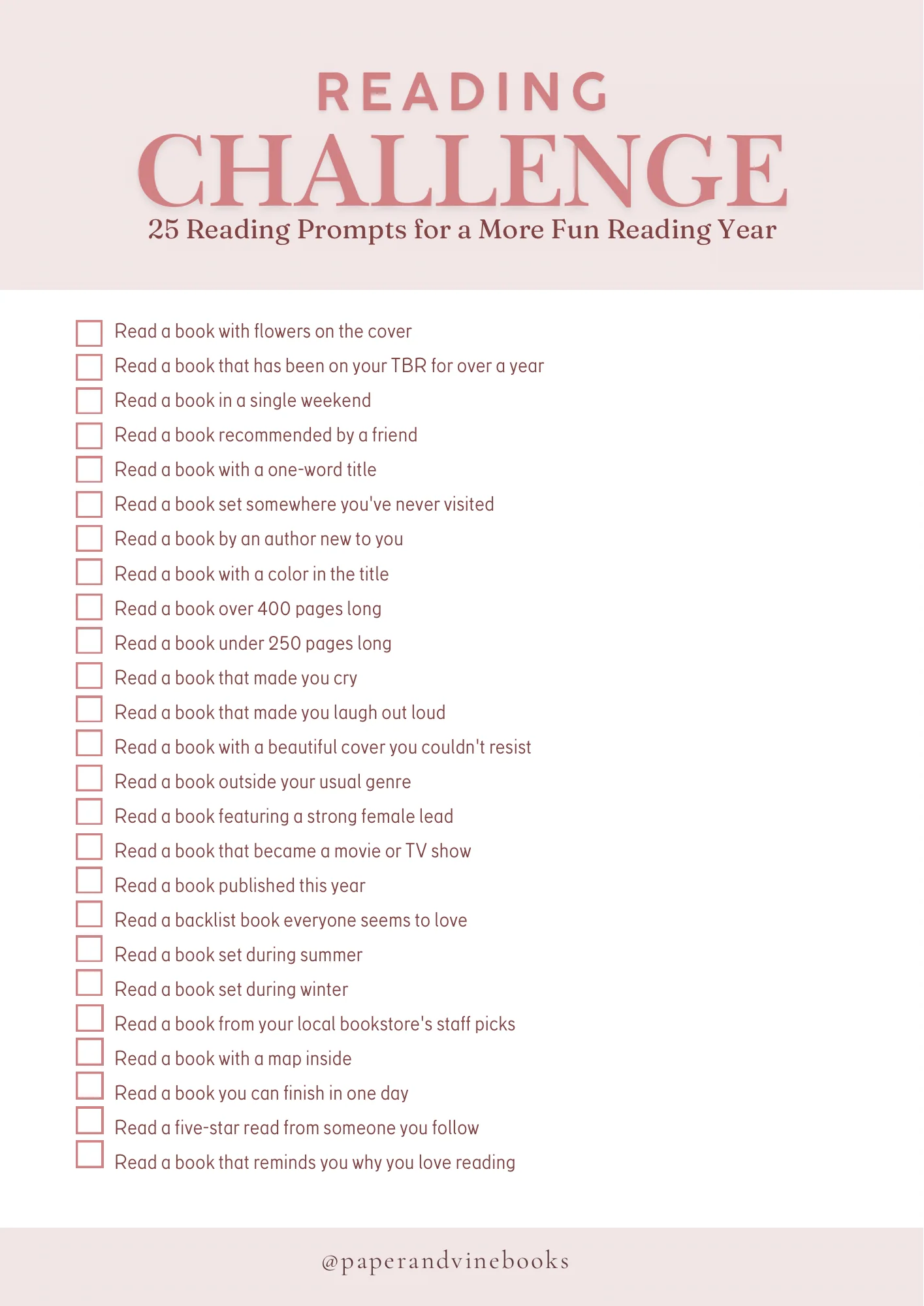 Free Printable - Reading Challenge