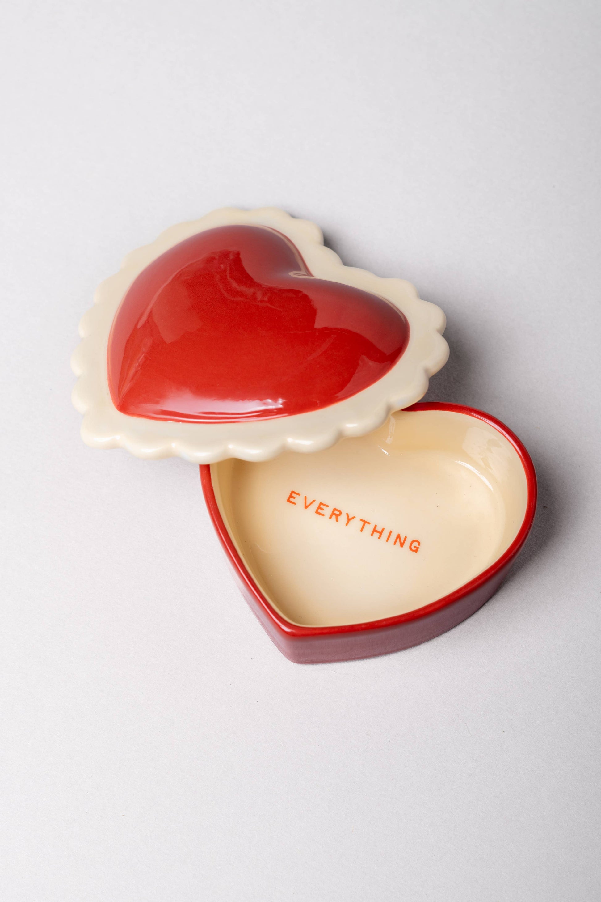Ceramic Trinket Box, Heart - heart-shaped ceramic jewelry box for keepsakes and small trinkets.