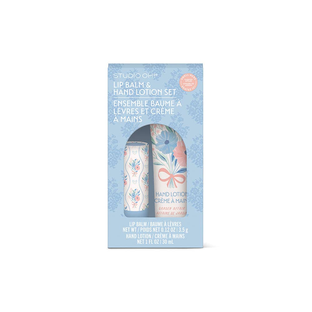 Romantic Rococo Lip Balm & Hand Lotion Set featuring nourishing lip balm and moisturizing hand lotion.