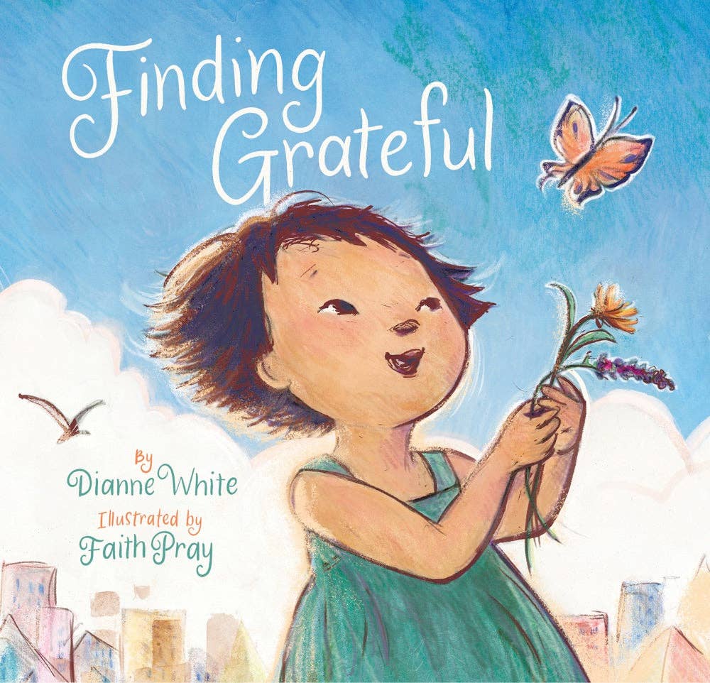 Buy now button for Finding Grateful, a motivational self-help book in hardcover, blue cover with inspirational quotes