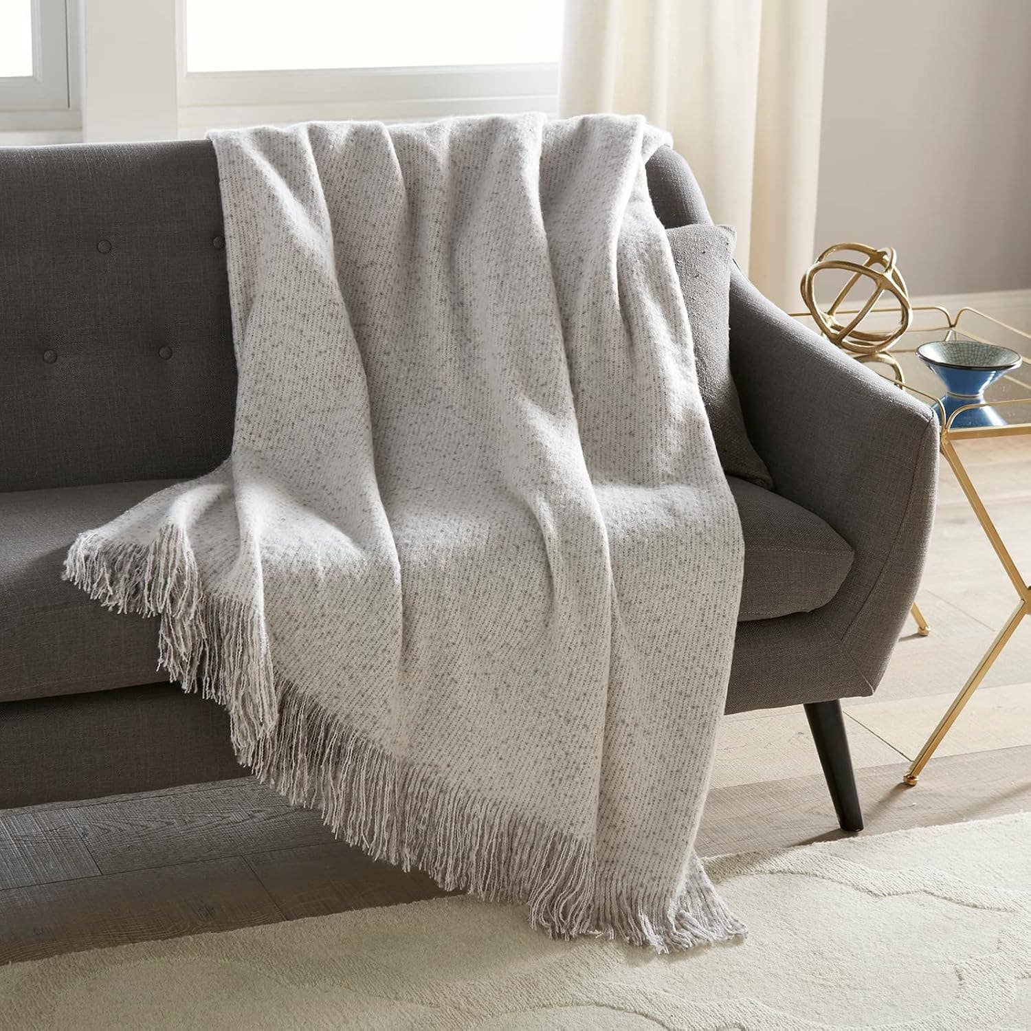 Gray Faux Mohair Throw 50" x 60"