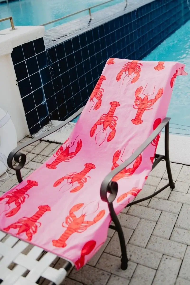 Lobster Wholesale Quick Dry Reversible Pool Towel: Pink - Paper & Vine Book Bar