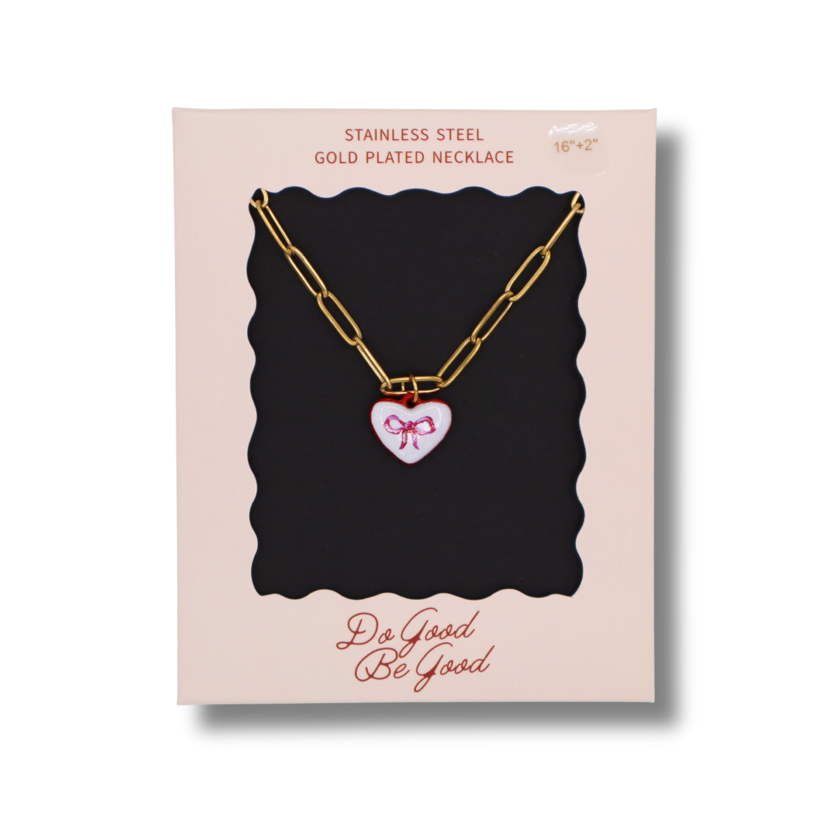 Heart Bow Charm Gold Plated Necklace Properly Improper