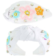White Floral Beaded Headband