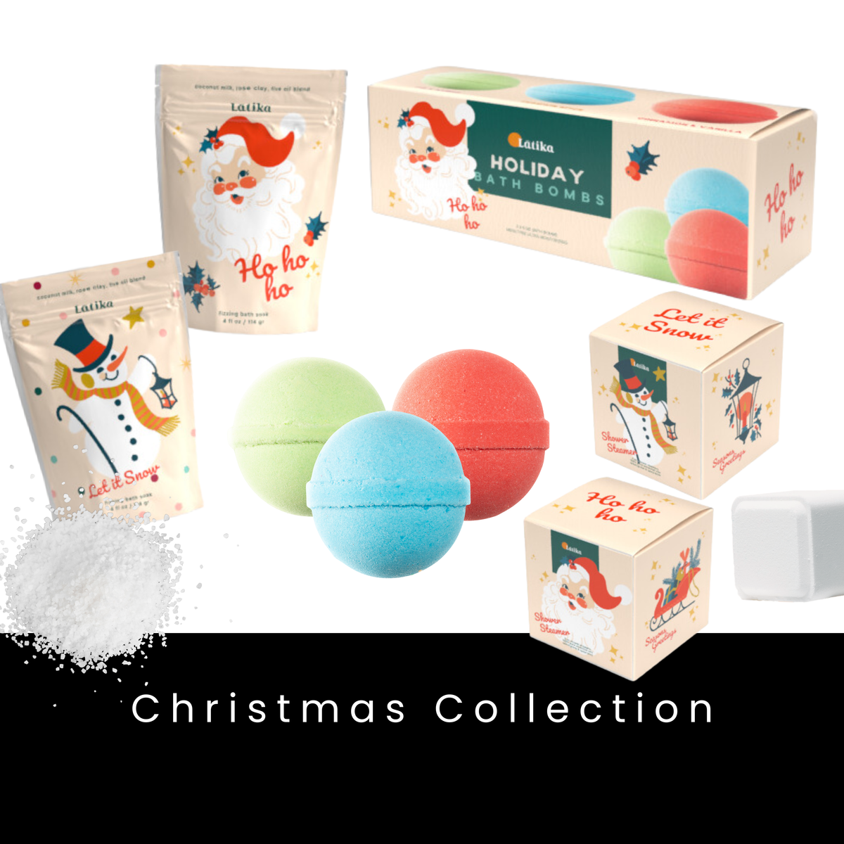Snow Bath Soak - Christmas Stocking stuffer, luxurious lavender-scented, white epsom salts in festive packaging