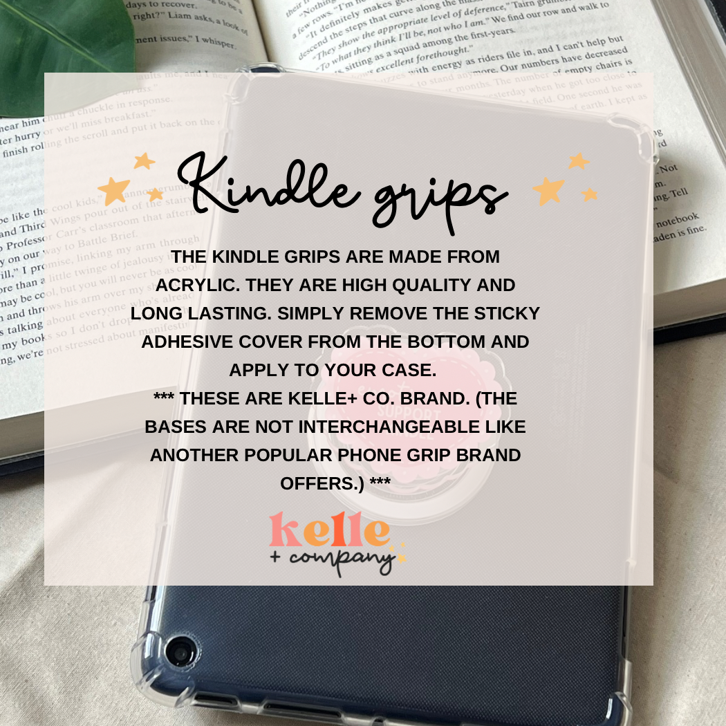 Ergonomic Bookish Babe Regular Kindle Grip in sleek black silicone for comfortable reading