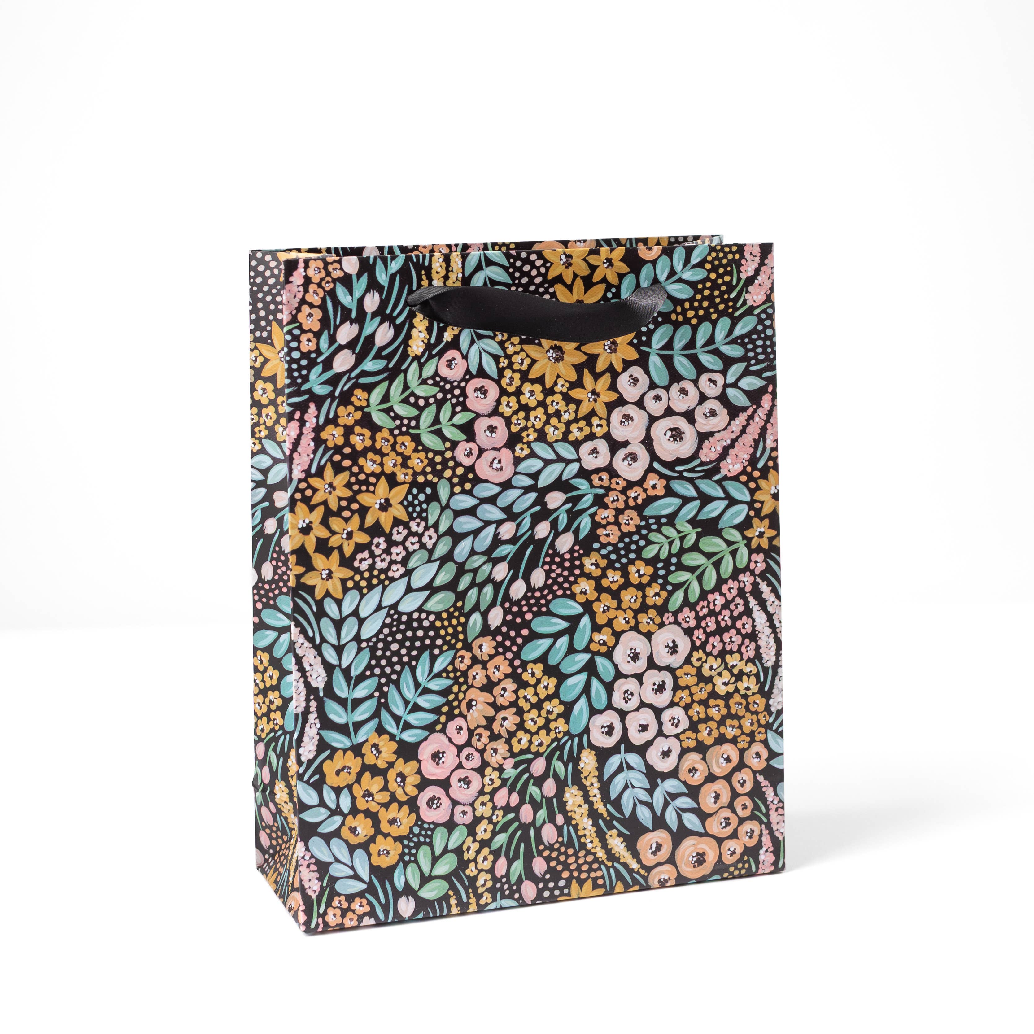 Black Floral Gift Bag: Medium