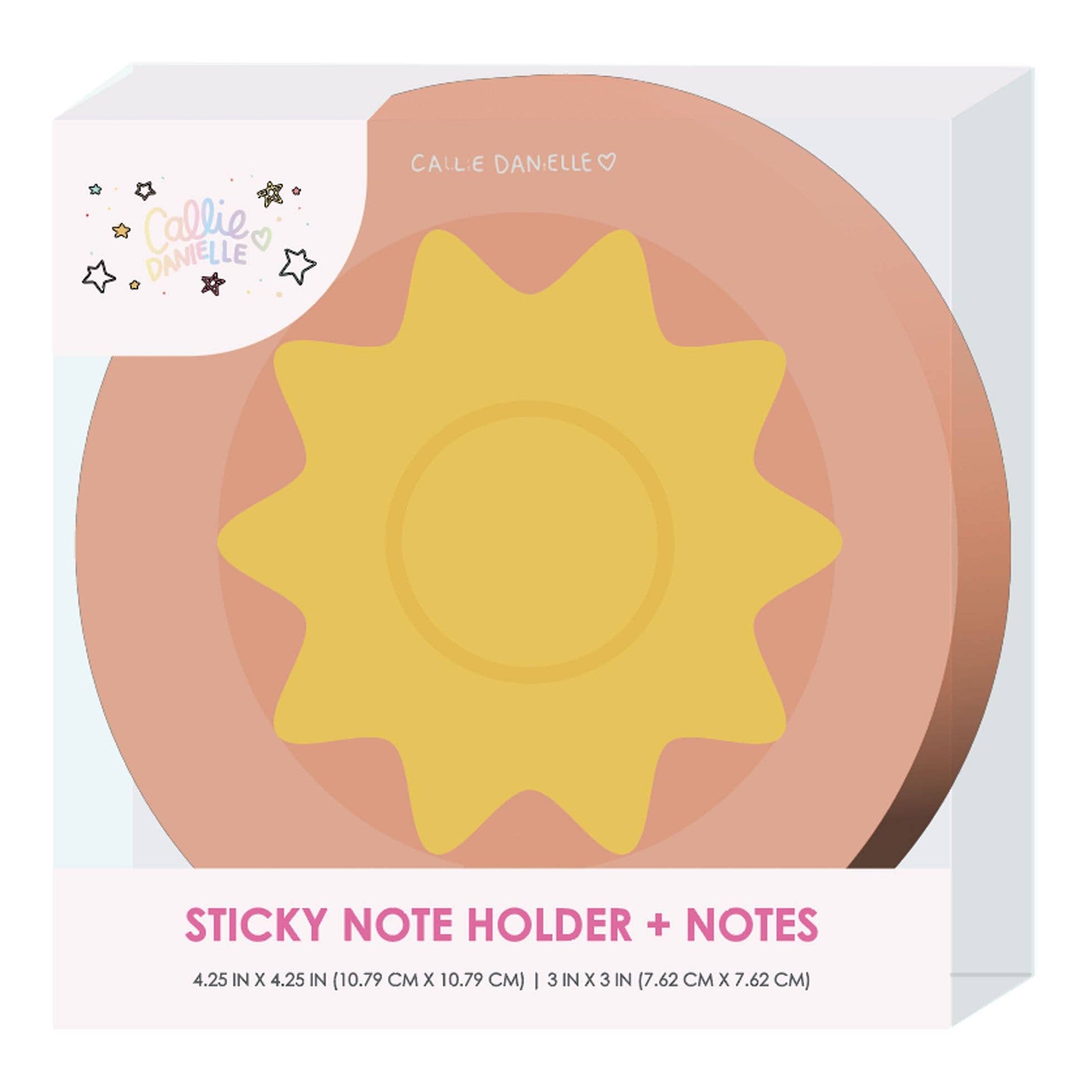 Bright yellow Sunny Sticky Notes with Acrylic Holder, 3x3 inches, for office organization