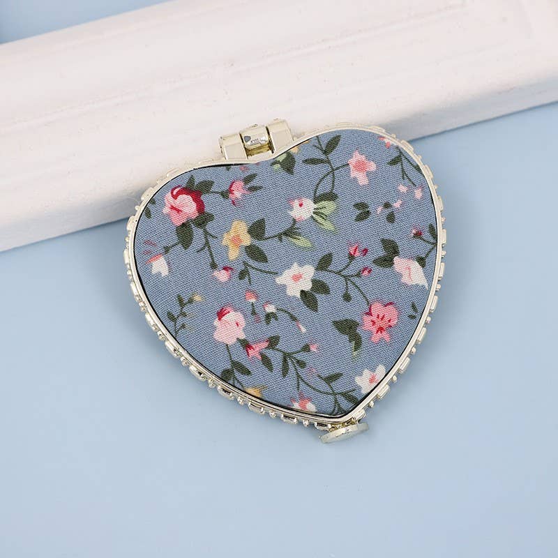 TRAVEL POCKET COMPACT HANDHELD FLORAL MIRROR | 40M103: PEACH - Paper & Vine Book Bar
