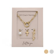 Gold Stainless Steel Faith Charm Holder Necklace Gift Set: Stainless