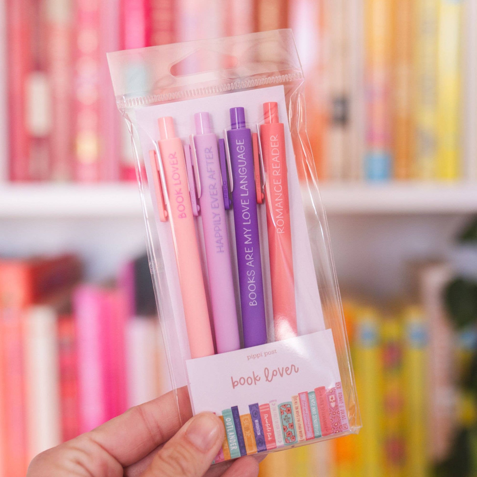 Book Lover Pen Set with vintage-inspired design, black ink, set of 5, perfect gift for readers and writers