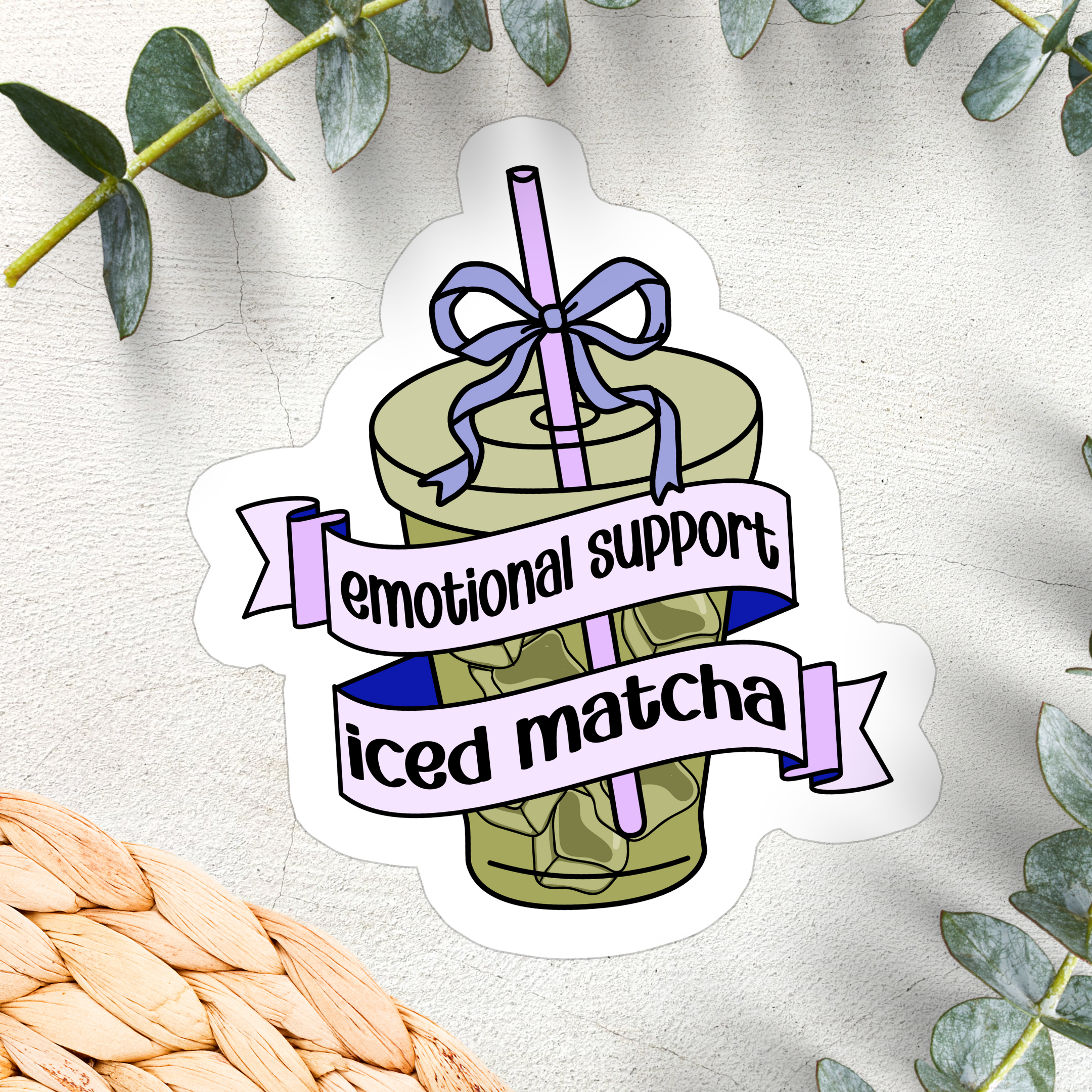 Emotional Support Iced Matcha Vinyl Sticker