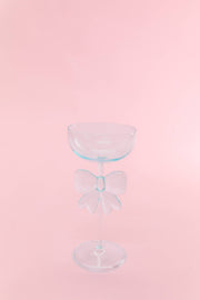 Bow & Bubbly - Pink Coupe Wine Glass : Blue