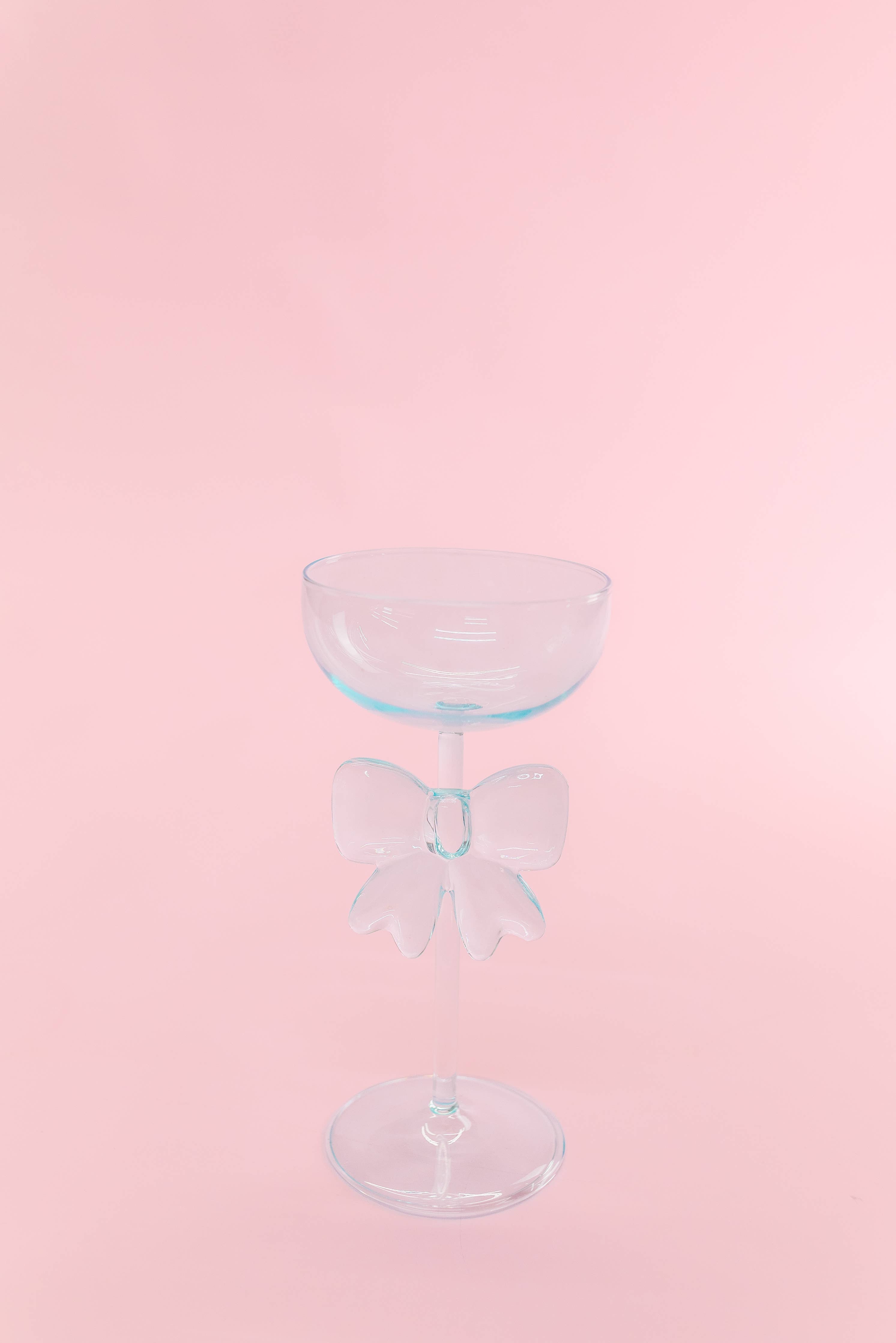 Bow & Bubbly - Pink Coupe Wine Glass : Blue