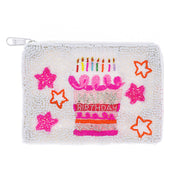 Happy Birthday Cake Beaded Coin Bag