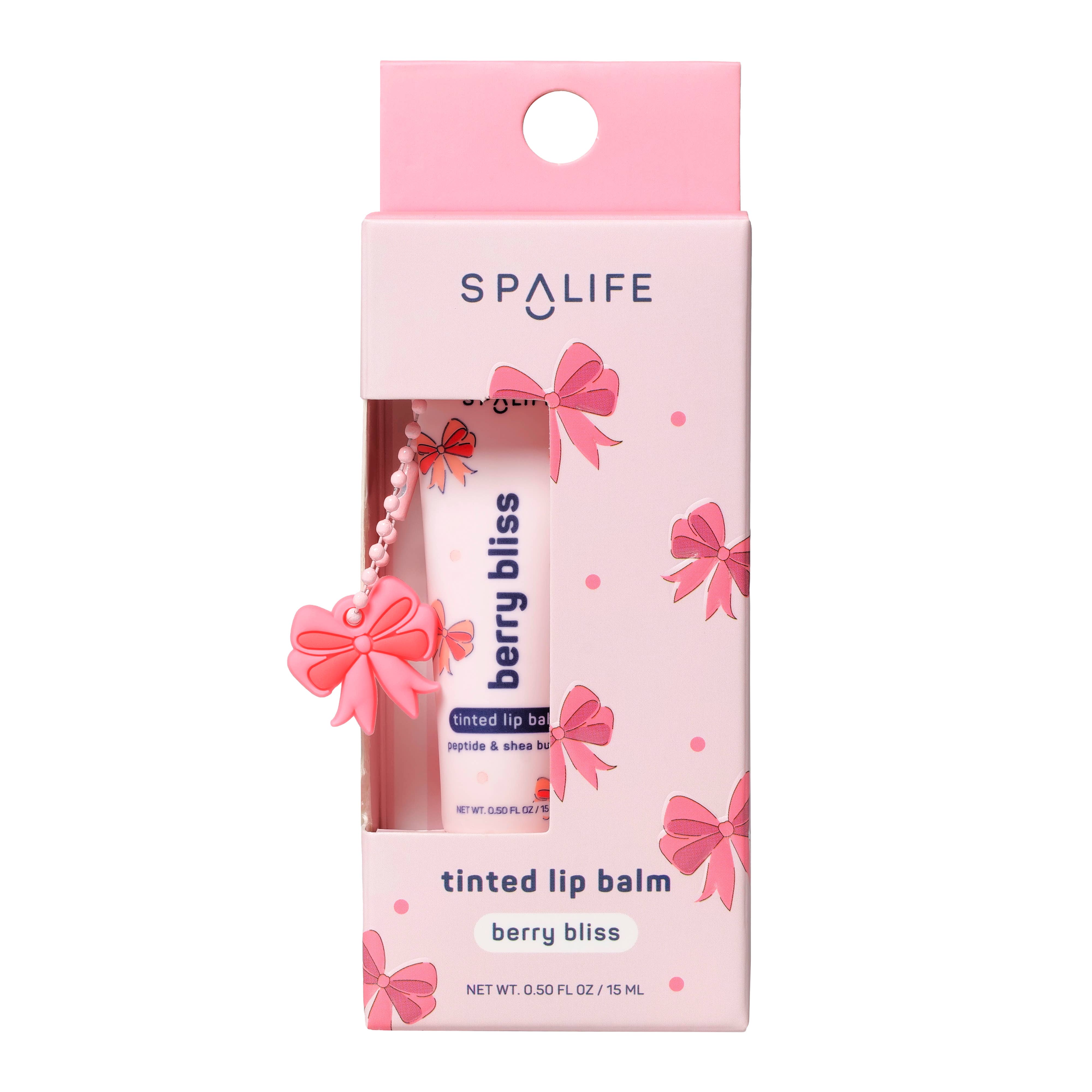 Berry Bliss Tinted Lip Balm with peptide & shea butter, hydrating pink shade, natural lip care product