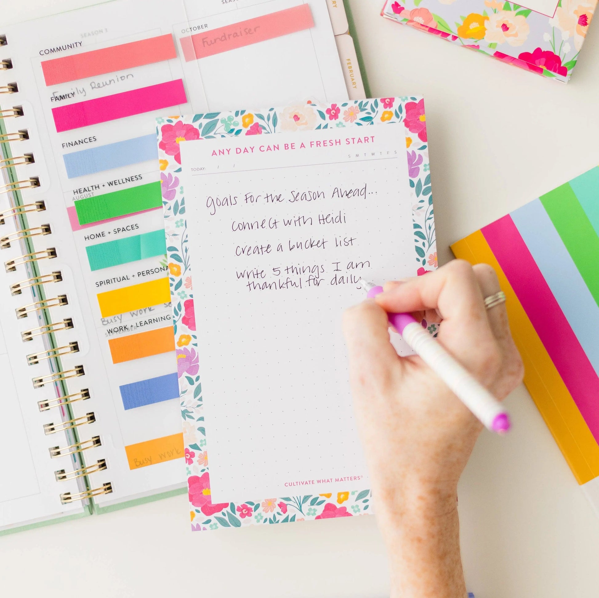 Dot Grid Notepad | Blooms with floral cover design, eco-friendly paper, A5 size, perfect for bullet journaling enthusiasts