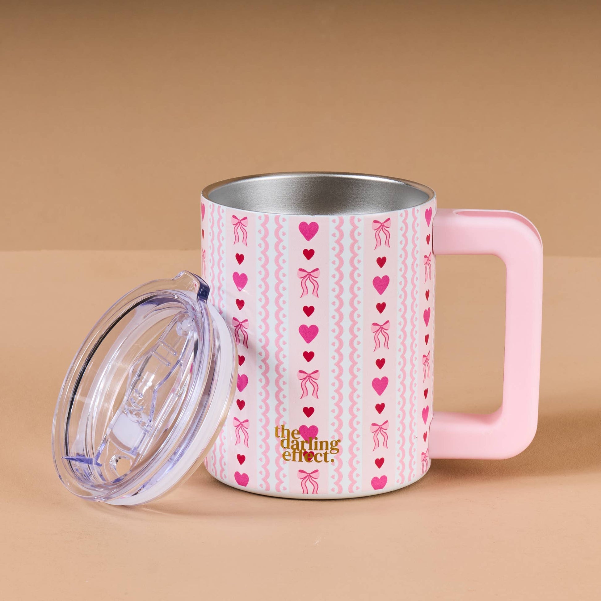 14 oz Insulated Mug-Oh So Lovely in pastel pink, stainless steel, leak-proof, perfect for coffee lovers