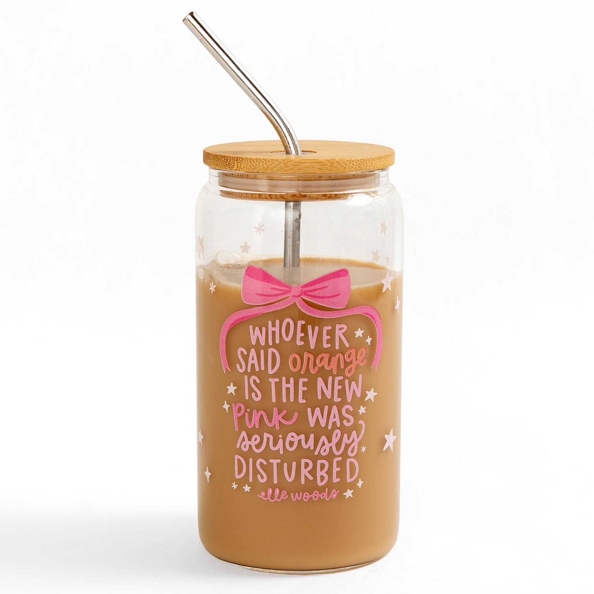 Buy eco-friendly The New Pink Glass Can, 16oz reusable drinking container, durable borosilicate glass, silicone sleeve