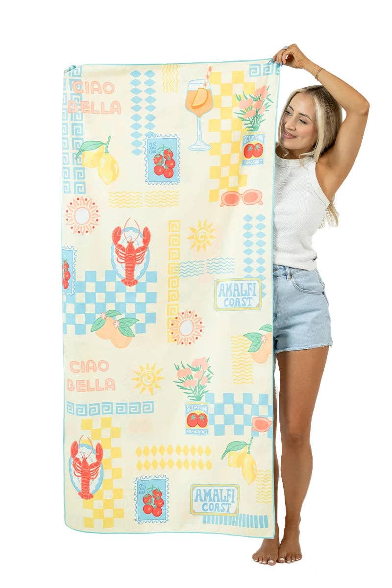 Italian Summer Wholesale Reversible Microfiber Towel: Light Blue - Paper & Vine Book Bar