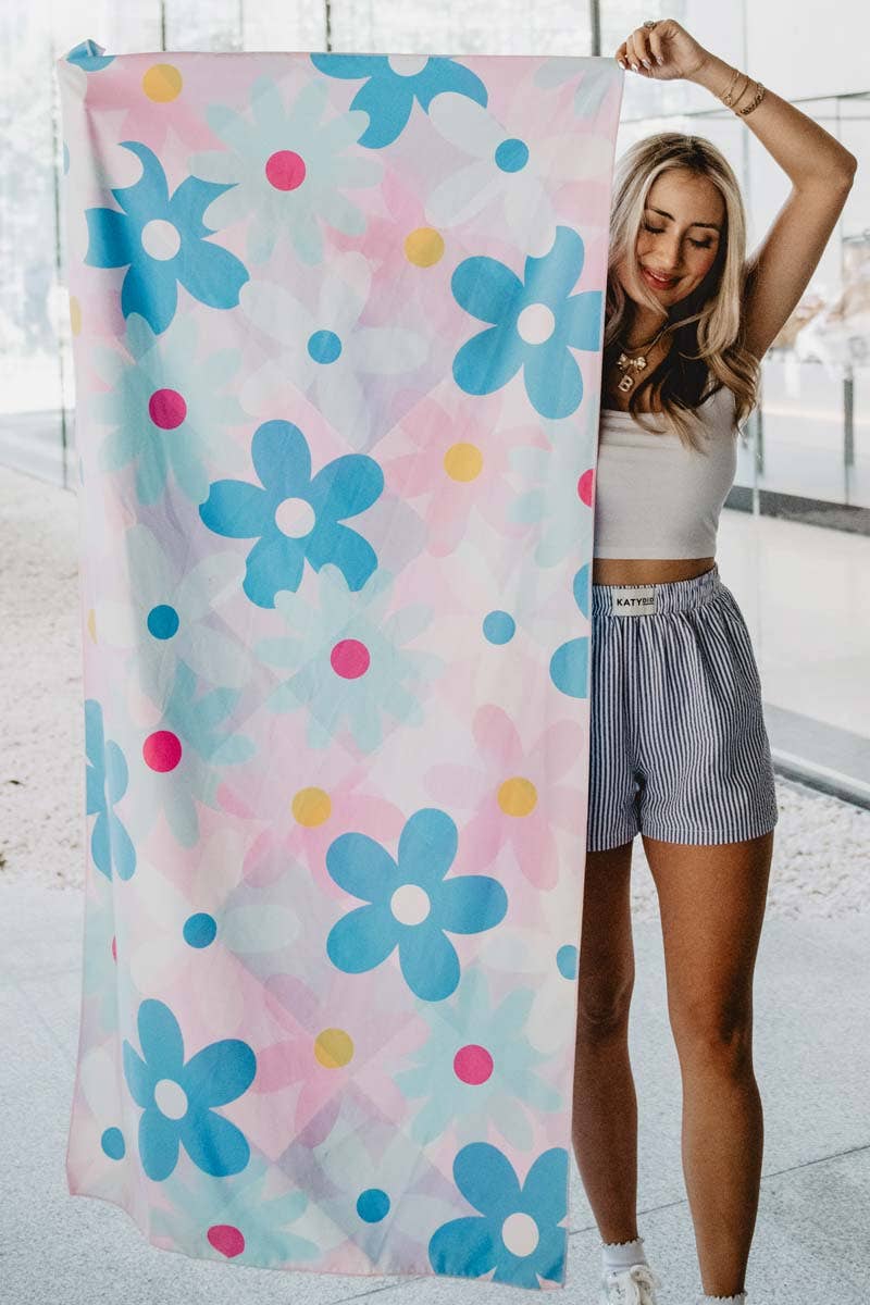 Cool Flowers Quick Dry Beach Towel: Multicolored - Paper & Vine Book Bar