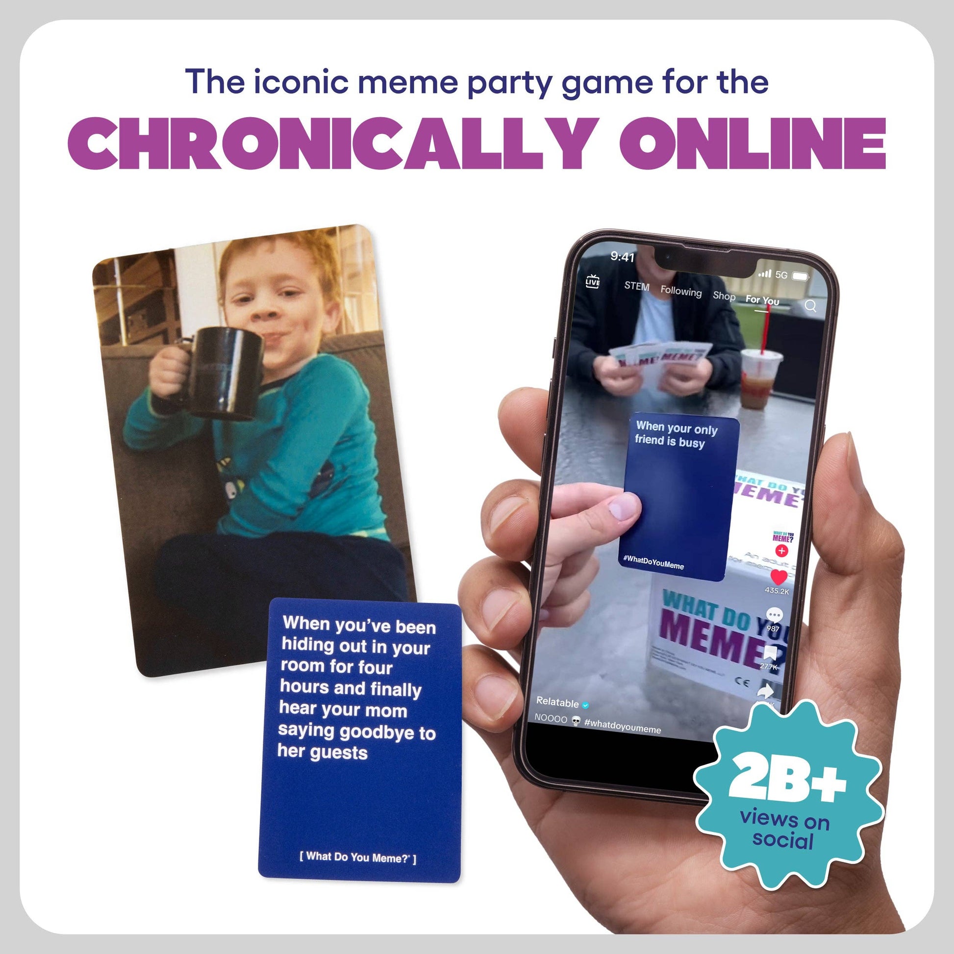 What Do You Meme? Gif Edition adult party game, refreshed content edition for meme lovers, in action on game night