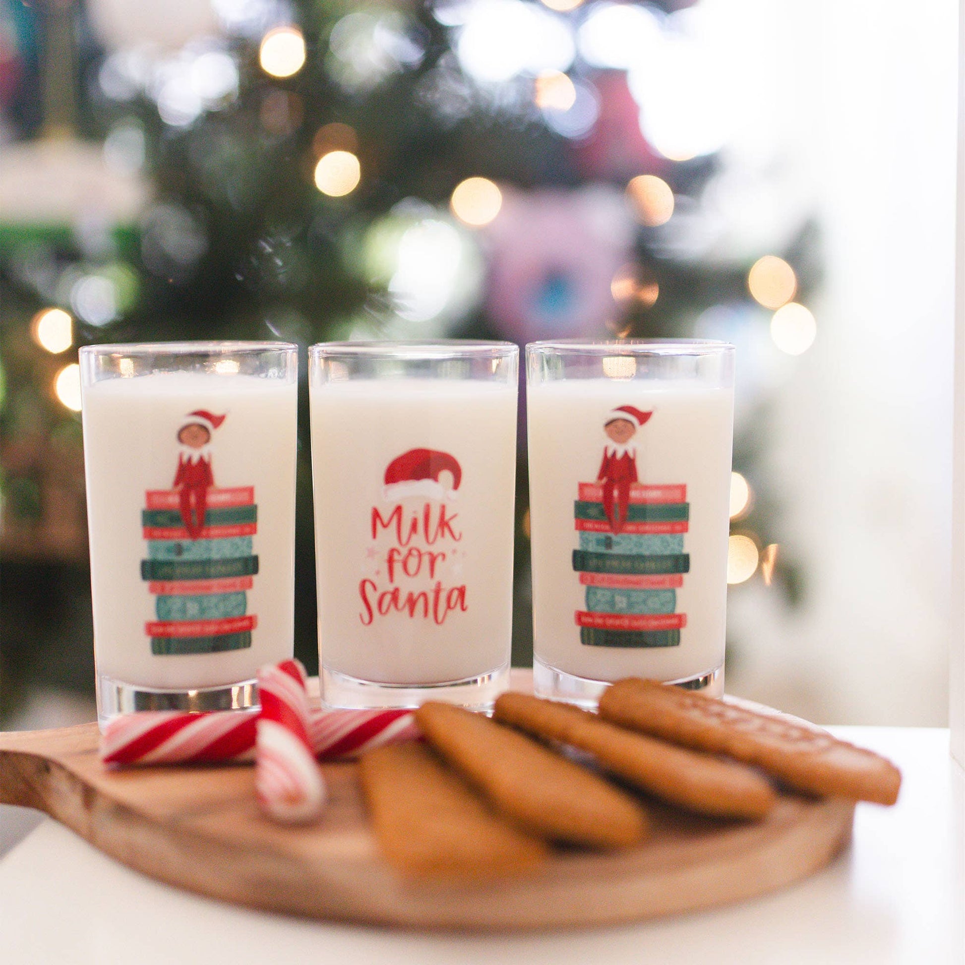 Milk For Santa Mini Juice Glass with festive holiday design, red and white, perfect Christmas gift for kids