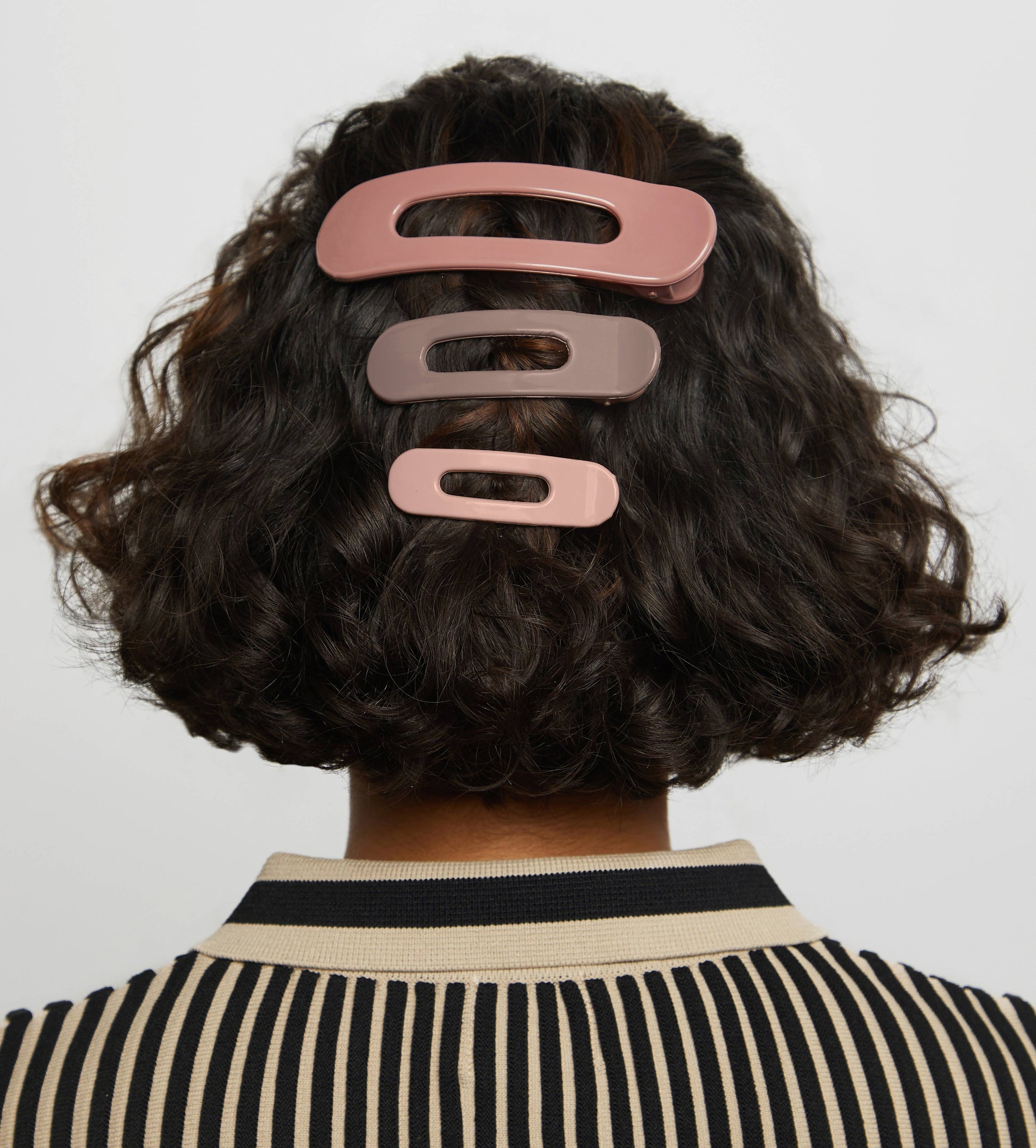 Claw Clip 3pc set in Ultra Glossy Terracotta, durable acrylic flat lay design for stylish hair management