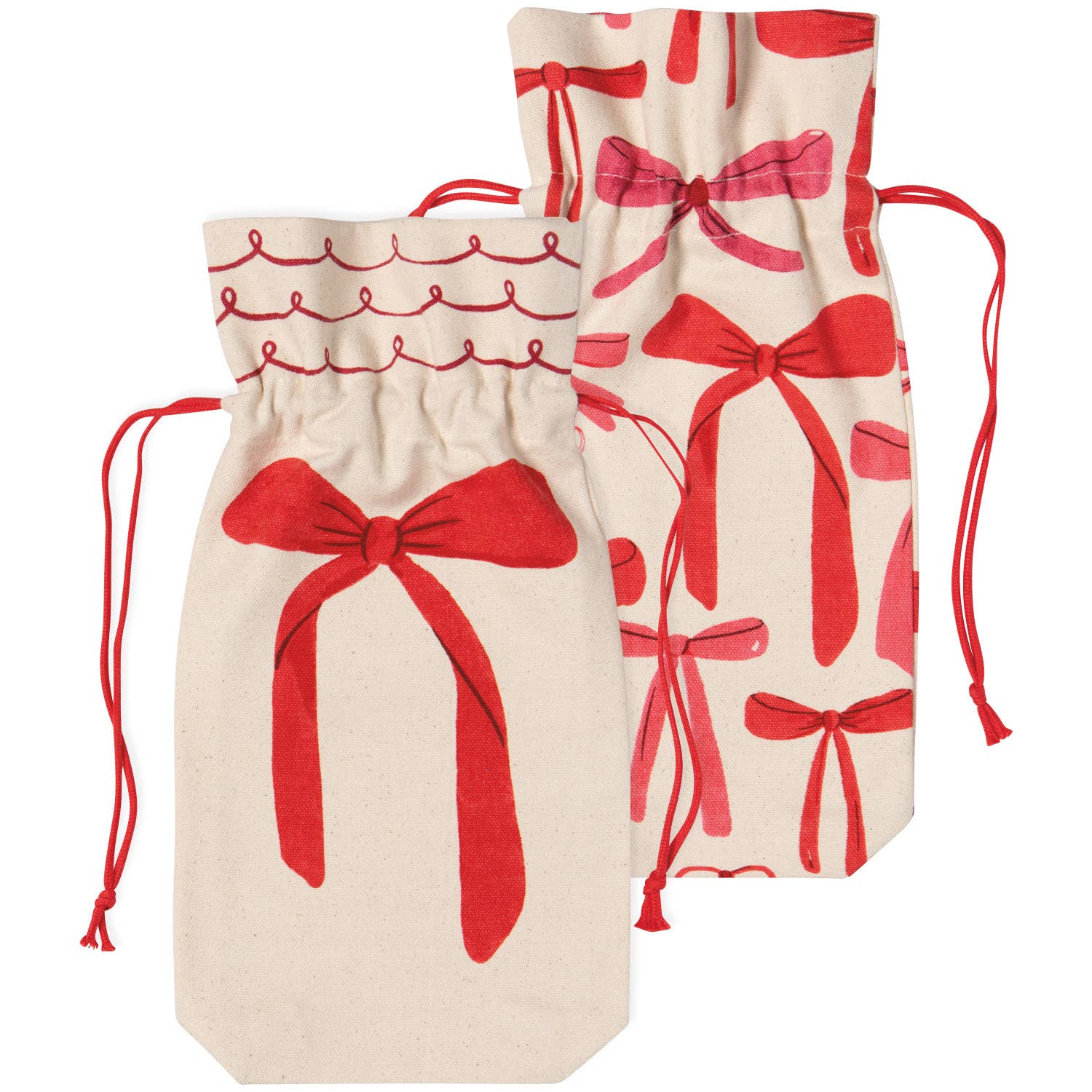 Bowtique Wine Bags Set of 2, elegant red velvet, drawstring closure, perfect gift packaging solution for wine lovers