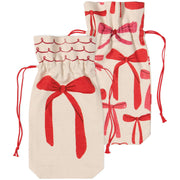 Bowtique Wine Bags Set of 2, elegant red velvet, drawstring closure, perfect gift packaging solution for wine lovers