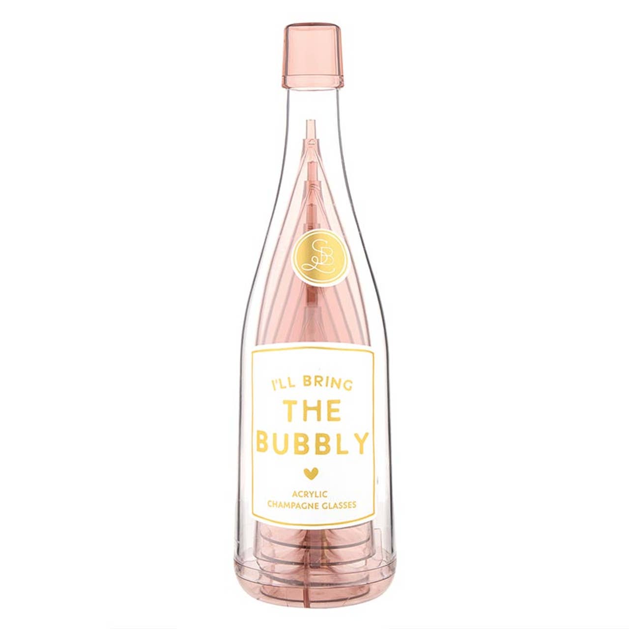 "I'll Bring the Bubbly" Acrylic Champagne Bottle + Glasses Set