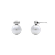 18K Gold PVD Stainless Steel 12mm glass Pearl Stud Earrings: Stainless