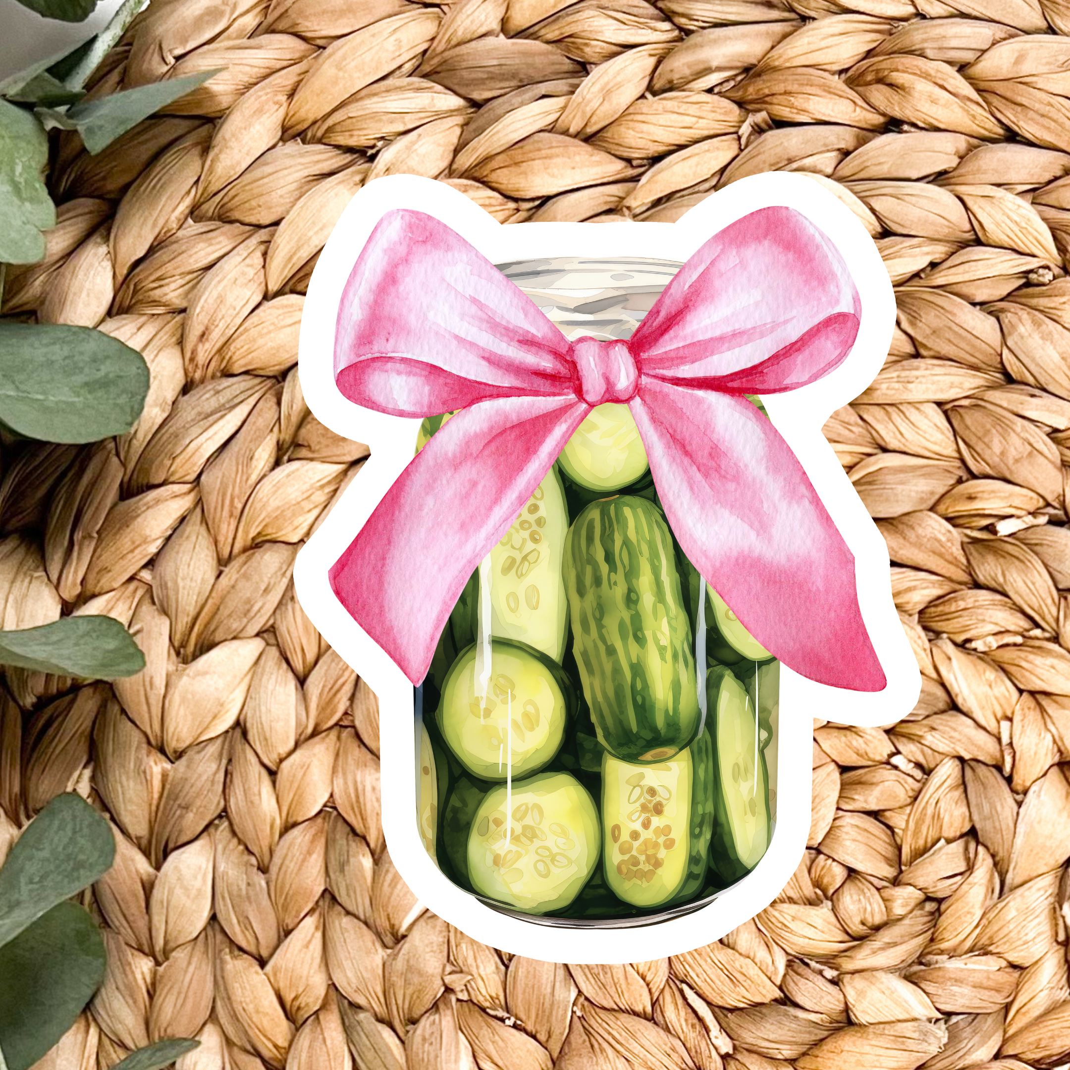 Pickle Jar Bow Sticker