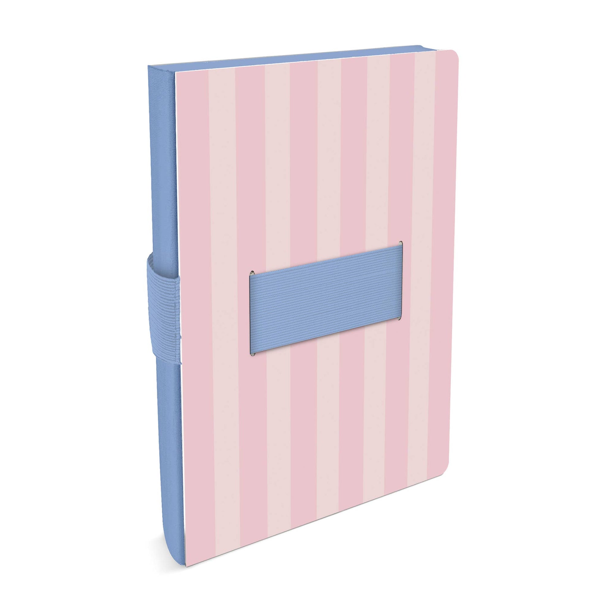 Pink Stripes Casey Notebook with Phone Loop, A5 size, durable hardcover, elastic closure, ideal for students and professio...