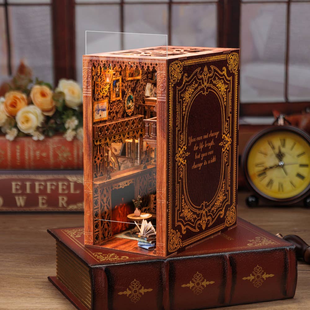 DIY Book Nook Kit: Eternal Bookstore with Dust Cover, miniature craft set, detailed wood and paper, perfect gift for craft...