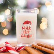 Milk For Santa Mini Juice Glass with festive holiday design, red and white, perfect Christmas gift for kids, 8 oz capacity