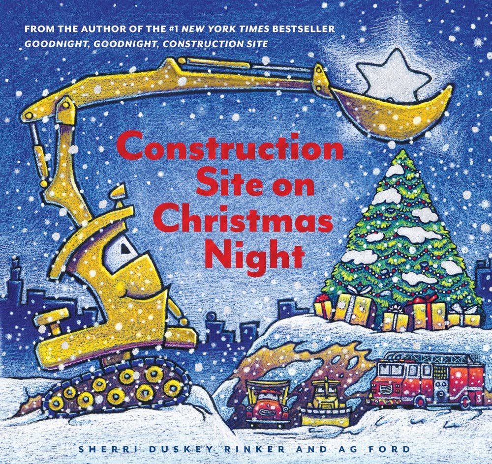Construction Site on Christmas Night children's book, colorful illustrations, hardcover, holiday gift idea