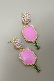 Pink Pickleball Dangle Earrings