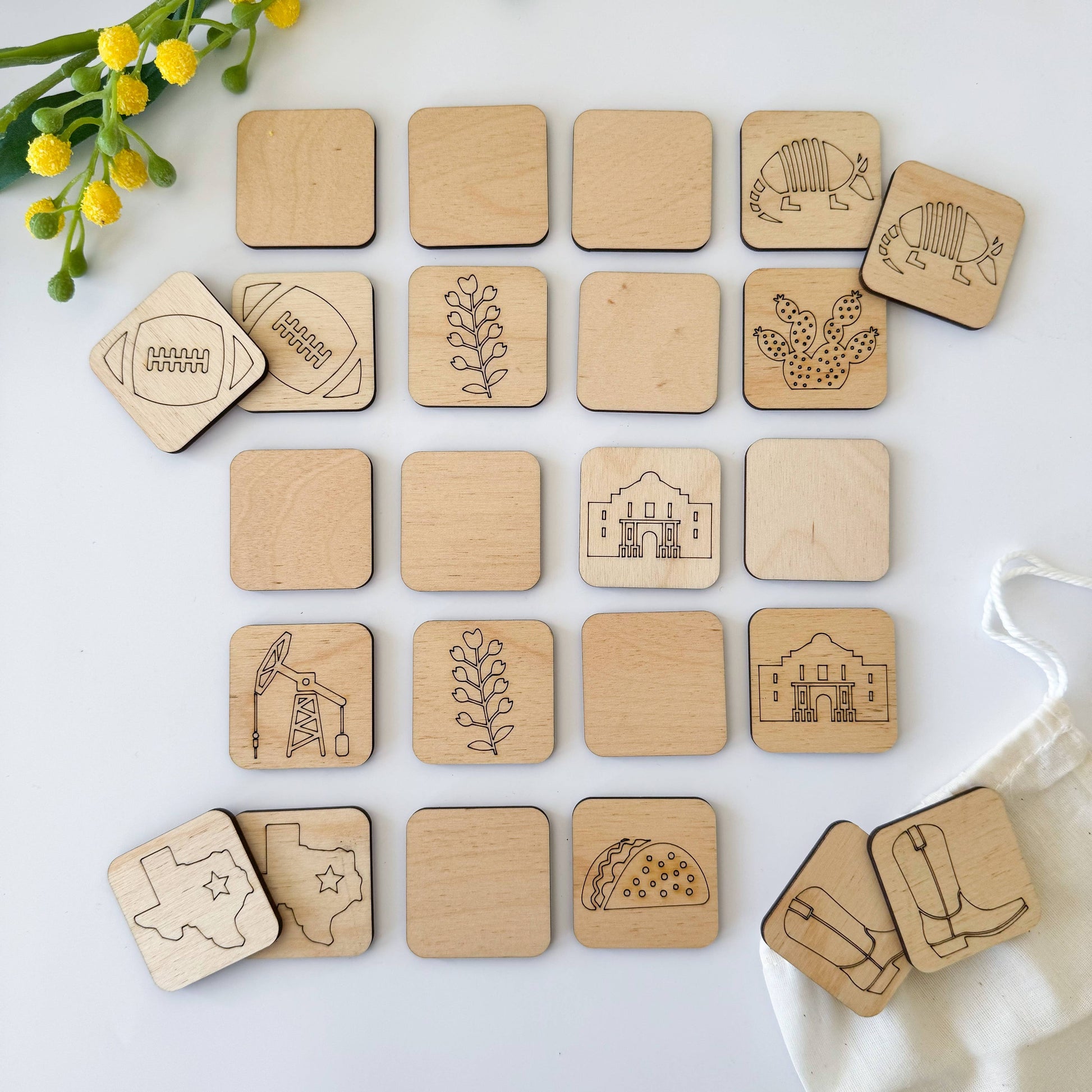 Wooden State Memory Matching Game, Brainteaser: Texas edition with durable, eco-friendly pieces for kids and adults